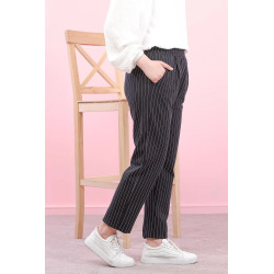 Pantalon casual à rayures pour femme (Grande taille disponible) - Couleur noir