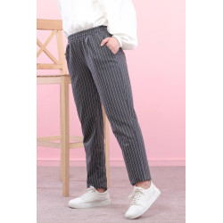 Pantalon casual à rayures pour femme (Grandes tailles disponibles) - Couleur anthracite