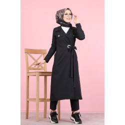 Trench-Coat mi-long pour femme (Tenue modeste fachion France) - Couleur noir