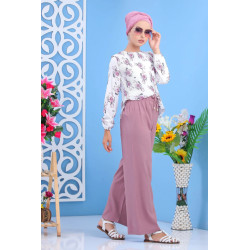 Pantalon large (Pantalons Grandes tailles) pour femme - Couleur vieux rose