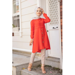 Tunique ample évasée boutonnée pour femme (Nouveauté Modest Fashion) - Couleur Grenade