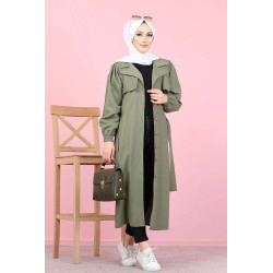 Trench Coat Long pour femme (Vetement pour femmes voilées) - Couleur Kaki