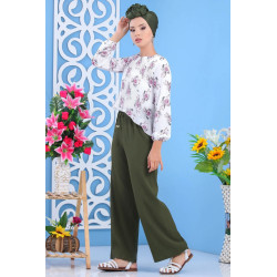 Pantalon large pour femme (Pantalons Grandes tailles) - Couleur kaki