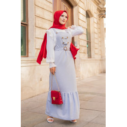 Robe bretelle (Salopette ) et sa ceinture assortie pour femme (Vetement hijab moderne...