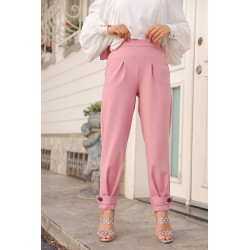 Classic and casual women's trousers (Muslim online shop) - Powder pink color