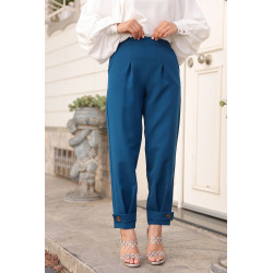 Classic and casual women's trousers (Hijab online shop) - Indigo blue color