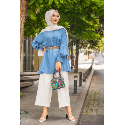 Loose tunic (Modest mode for veiled women) - Indigo Blue Color