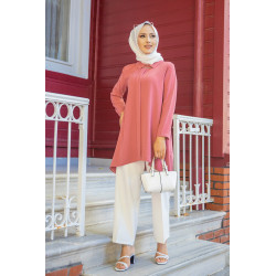 Tunique ample coupe originale (Vetement adapté à la femme musulmane) - Couleur rose
