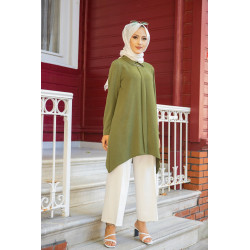 Tunique ample coupe originale (Vetement Hijab pour femme voilée) - Couleur kaki