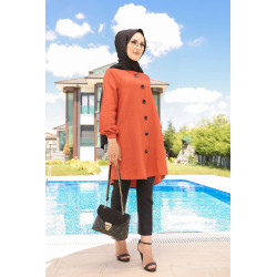 Mid-long medium long fluid shining bright (Woman hijab 2021) - Brick color