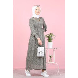 Robe pailleté pour femme (Boutique Musulmane Hijab et Modest Fashion) - Couleur Gris