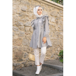 Tunique-chemise à volants ample pour femme (Vêtement Hijab - Nouveauté) - Couleur des...