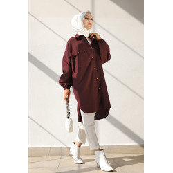 Chemise-Tunique ample pour femmes (Vêtements Hijabs) - Couleur bordeaux