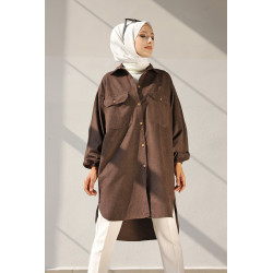 Chemise-Tunique ample pour femme (Vêtement Hijab) - Couleur marron