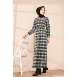 Robe longue à carreaux (Vetement pour femme voilée) - Couleur vert
