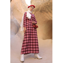 Robe in tiles (Modern hijab 2022) - Color anthracite and red