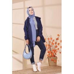 Imperméable large pour femme - Couleur bleu marine