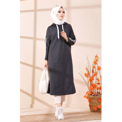 Tunique décontractée avec capuche (Vetement moderne femme voilée) - Couleur anthracite