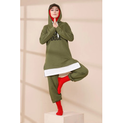 Survêtement décontracté avec extension blanche - Sweat à capuche imprimé et pantalon...