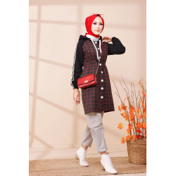 Tunique avec capuche pour femme (Vêtement moderne pour Hijab) - Couleur anthracite et...