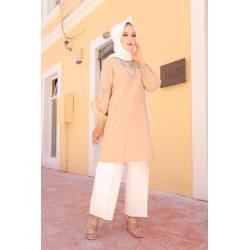 Tunique casual à manches bouffantes pour femme (Vêtement pour hijab habillé) - Couleur...