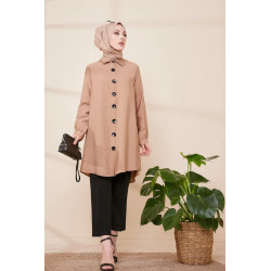 Large Button Shirt (Tone style dressed for veiled woman) - Beige Color