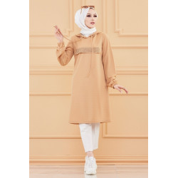 Tunique avec strass et capuche (Vêtement hidjab décontracté moderne pour femme...