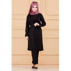Ensemble classique deux pièces tunique et pantalon (Vetement mastour femme musulmane) -...