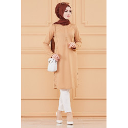 Cutoned style dress for women (Chic Hijab) - Beige Color