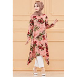 Tunique fleurie ample pour femme (Vêtement chic compatible pour Hijab et voile...