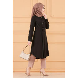 Long-cut tunic (dressed in hijab) - black color