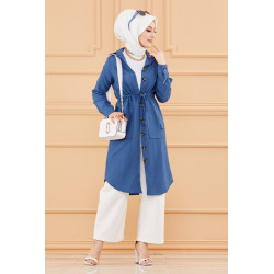 Tone in lace to the waist (Womenswear chic) - Color blue oil