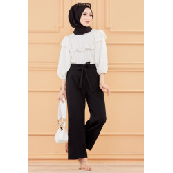 Full standard trousers with belt with female-black color