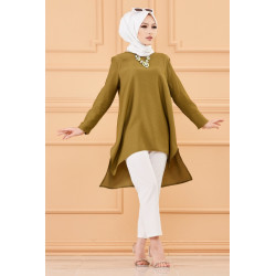 Tunique style habillé ample pour femme (Grande taille disponible) - Couleur kaki foncé