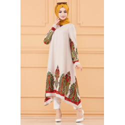Robe -Tunique évasée à motifs grande taille (Vêtement ample pour femme voilée) -...