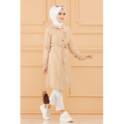 Tone with hood and butterfly embroidery (Clothing for veiled woman) - Color beige