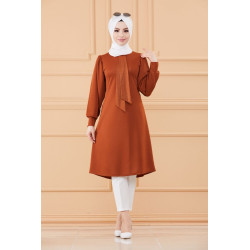 Tunique style habillé pour femme (Tenue hijab classique) - Couleur brique
