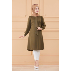 Tunique style habillé pour femme (Vêtement hijab classique) - Couleur kaki