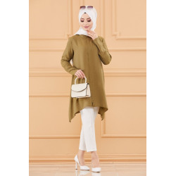 Tunique style habillé pour femme (Vêtement hijab) - Couleur kaki