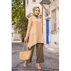 Tone style dressed for veiled woman (Hijab chic 2022) - Beige color