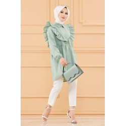 Tunique chemise habillée pour femme (Vêtements Mode Musulmane) - Couleur vert amande