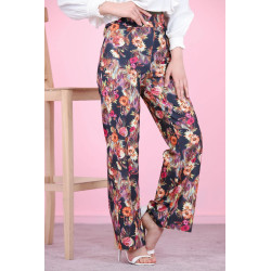 Pantalon fleuri pour femme - Couleur noir