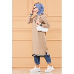 Tunique avec capuche (Tenue décontractée femme musulmane) - Couleur beige