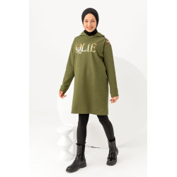 Tunique décontractée ample pour femme type sweat-shirt avec capuche et imprimé doré -...