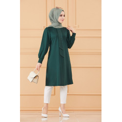 Single style dress for women (Classical Hijab) - Emerald green colour