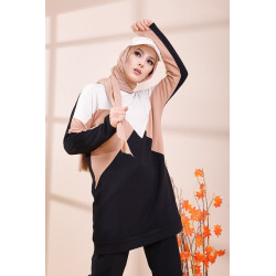 Original one for women-Sweat-shirt tricolor-Black white and beige