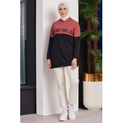 Tunique avec capuche pour femme (Sweat-shirt moderne avec inscription Love) - Couleur...