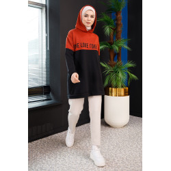 Tunique avec capuche (Boutique en ligne Hijab moderne pour femme) - Couleur brique