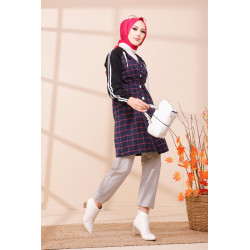 Tunique avec capuche pour femme (Vêtement hijab moderne) - Couleur noir, bleu marine à...