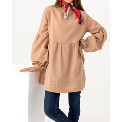 Tunique ample à manches larges pour femme - Couleur beige